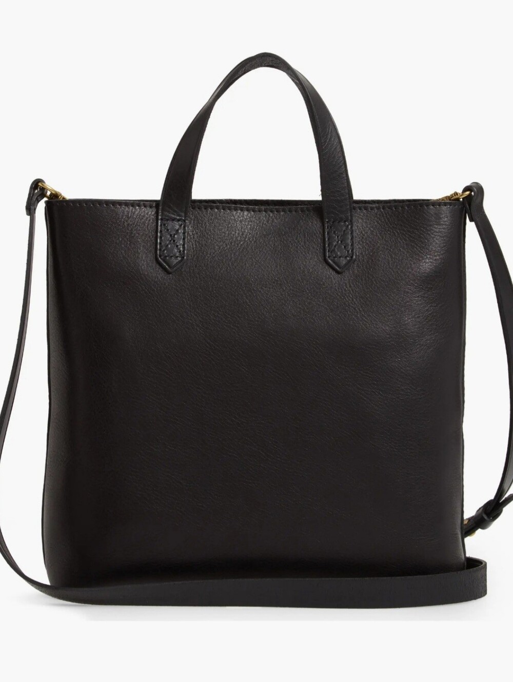 Madewell Zip Top Transport Crossbody Black Leather Tote Small - Picture 2 of 13